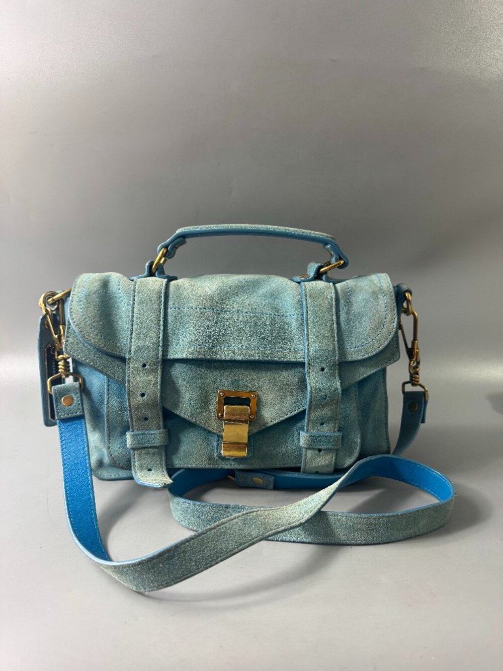 Authentic Proenza Schouler Blue Suede PS1 Satchel Bag